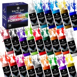 24 Color Pigment Paste for Epoxy Resin Set – Vibrant, Long-Lasting, UV-Resistant – Ultra-Concentrated & High-Gloss Resin Pigment - Opaque Mica Powder Paste for River Tables, Jewelry, Tumblers, Crafts