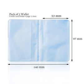 Plastic Wallet Insert Credit Card Holder Transparent (6 page 12 slots, 2 Pack)
