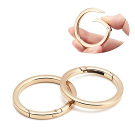 QIUTIMIY 4pcs Trigger Spring O Ring Metal Round Carabiner Clip Snap for Handbag Craft Making，Keyrings Buckle, Bags,Purses(Gold,32mm)