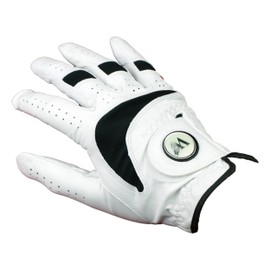 TrueGrip Golf Glove with Magnetic Ball Marker White Leather Mens Worn on Left Hand X-Large