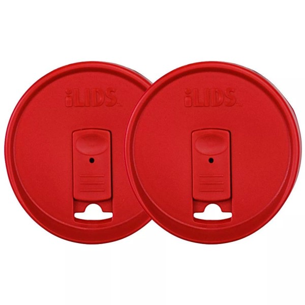 iLIDS Mason Jar Drink Lid, Wide Mouth, Red, Pack of