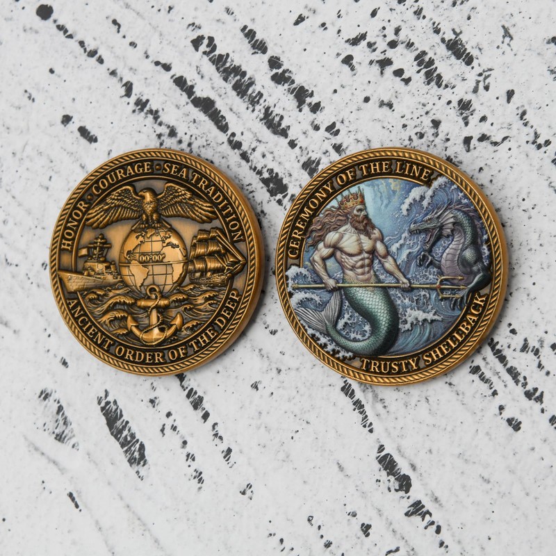 Navy Shellback Crossing The Line Challenge Coin – Trusty Shellback