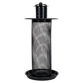 NAT & Jules Small Matte Black 9 inch Metal Hanging Outdoor Bird Feeder