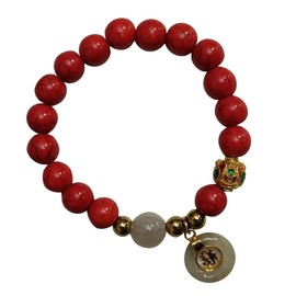 Bracelets Women July Red Bead Good Luck Charms for Money Abundance Birthstone Beads Attract Wealth, Red, White, Gold, Green, Light Inner Length 6.00 inches
