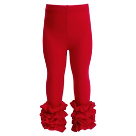 HOOLCHEAN Baby Toddler and Little Girls Cotton Ruffle Leggings (Red, S: 2-3T)