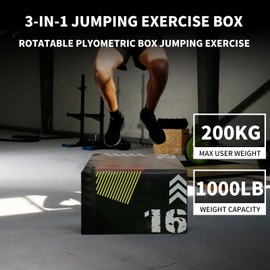OutdoorVibe 3 in 1 Plyo Jump Box, Soft Jumping Box for Excerise Training,High-Density Foam and Wood Board Plyometric Jump Box for Home Gym，Weight Capacity 1000LB