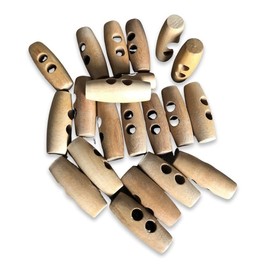 Natural 22 mm Wooden Buttons Made of Olive Wood Untreated Made in Portugal Oval Toggle with 2 Holes Pack of 20