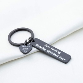 MYOSPARK Wedding Officiant Gift Best Fucking Wedding Officiant Keychain Thank You Gift (Wedding Officiant keychain black)