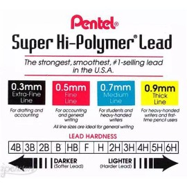 Pentel 2 Tubes PENTEL Super Hi-Polymer Lead 0.5 mm H