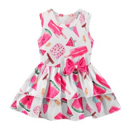 Girl's Summer 2 Piece Outfits Watermelon Ice Cream Sleeveless Tank Top and Cute Print Shorts Sets Cute Clothing Set 3t