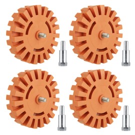 MIVIDE 4PCS Decal Remover Eraser Wheel Tool Kit, 4inch Rubber Power Drill Attachment Car Adhesive, Pinstripe, Sticker, Vinyl Removal Tool Set with Drill Adapter for Cars, RV, Boats