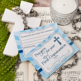 First Holy Communion Religious Fill In Prayer Cards for Boys, Ten 4" x 5.5" Fill In The Blank Cards by AmandaCreation