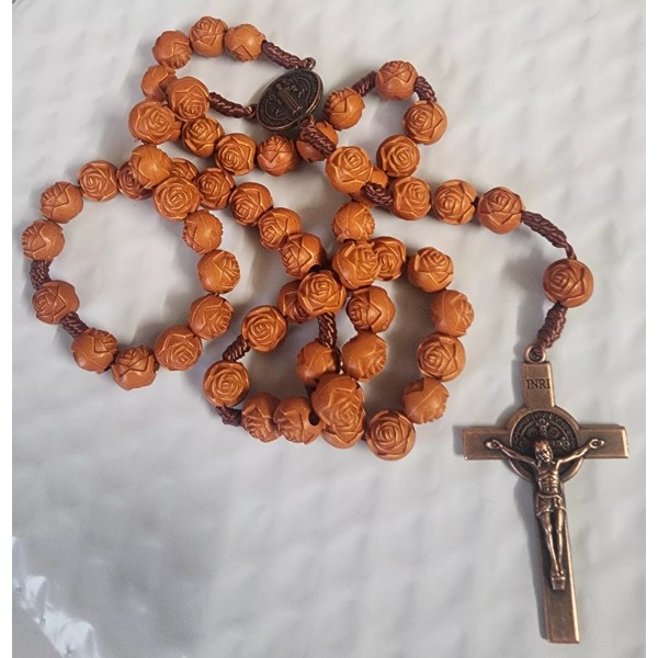 CATHOLIC SAINT BENEDICT Cord Rosary Beads 12" WE