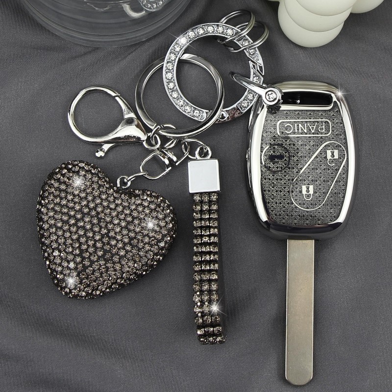 YIKECASE Key Fob Cover with Diamond Keychain Car Key Holder