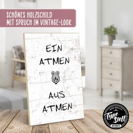 TypeStoff HS-00750 Wooden Sign with Saying - Inhale Exhale - Vintage Look with Quote as Gift and Decoration on Yoga Relaxation and Wellness