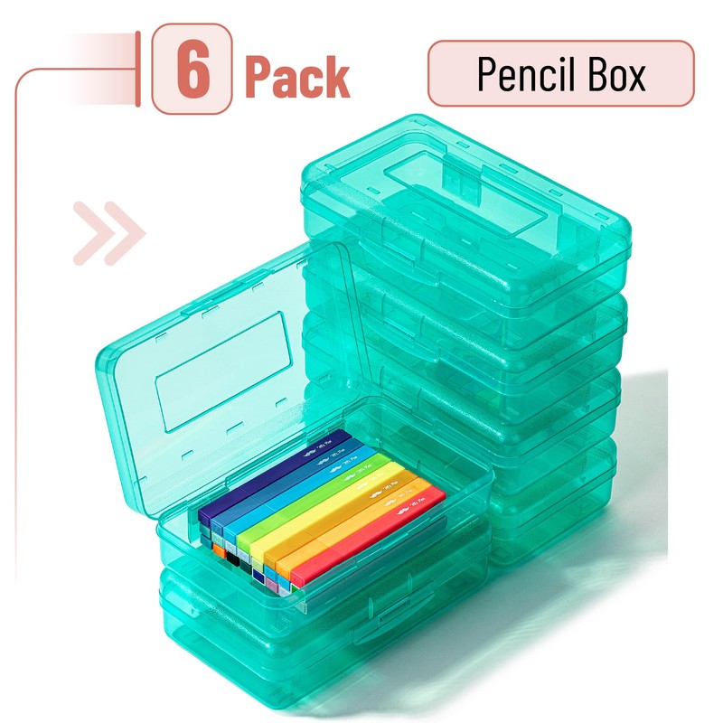 Mr. Pen- Clear Pencil Boxes, 6 Pack, Light Aqua Color,