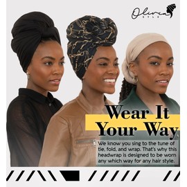 Olivia Sylx African Head Wraps for Black Women, Jersey Scarfs for Women Headwrap, Hair Scarf for Black Women, Soft & Stretchy - White