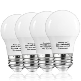 MorningLight A15 Ceiling Fan Light Bulb, 60 Watt Equivalent, 6.5W Dimmable LED Light Bulbs, 5000K Daylight, E26 Base, 4 Pack A15 LED Light Bulbs 60W for Pendant, Hallway Fixtures, 600LM