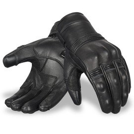 Oro Biker Motorbike Gloves Premium Leather Motorcycle Motorbike Gloves Touch Screen Knuckle Protective Full Finger Racing Riding Gloves (Black, X-large)