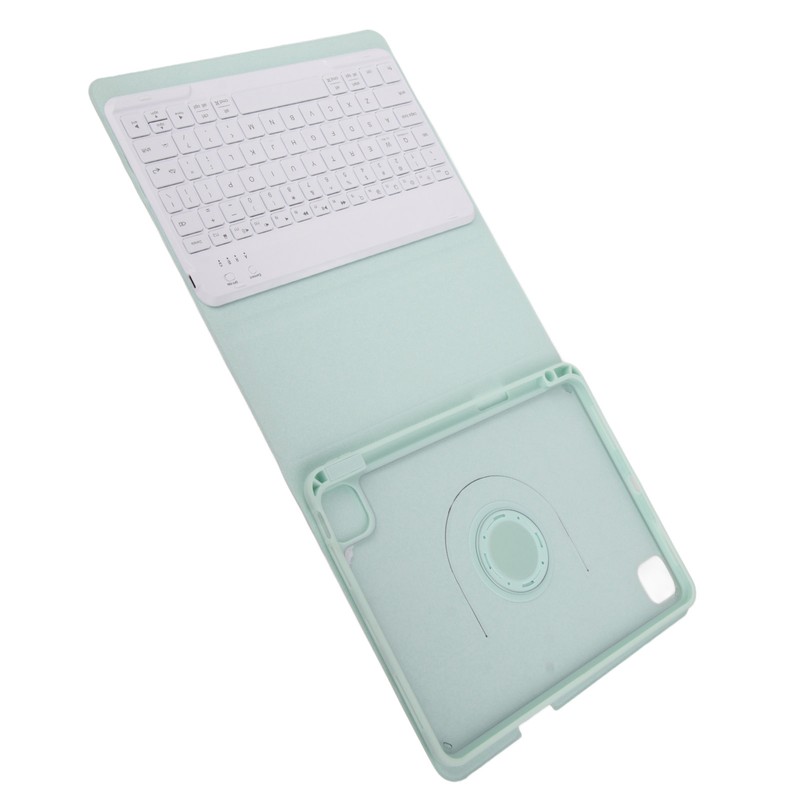 Tablet Protective Case Light Green Folding Stand Cover with Keyboard