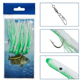Fishing Bait Rigs Set Squid Lure Rigs,6Packs Soft Plastic Octopus Squid Skirt Lure Hook Rigs with Swivel Snaps Fishing Lure Bait Rigs Octopus Lure Rig for Freshwater Saltwater
