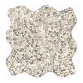 Tenedos HTC372 Opal Shell White Tumbled Pebble Marble Mosaic Tile for Bathroom Floor Shower Pan Spa Accent Backsplash – Box of 5 Sheets