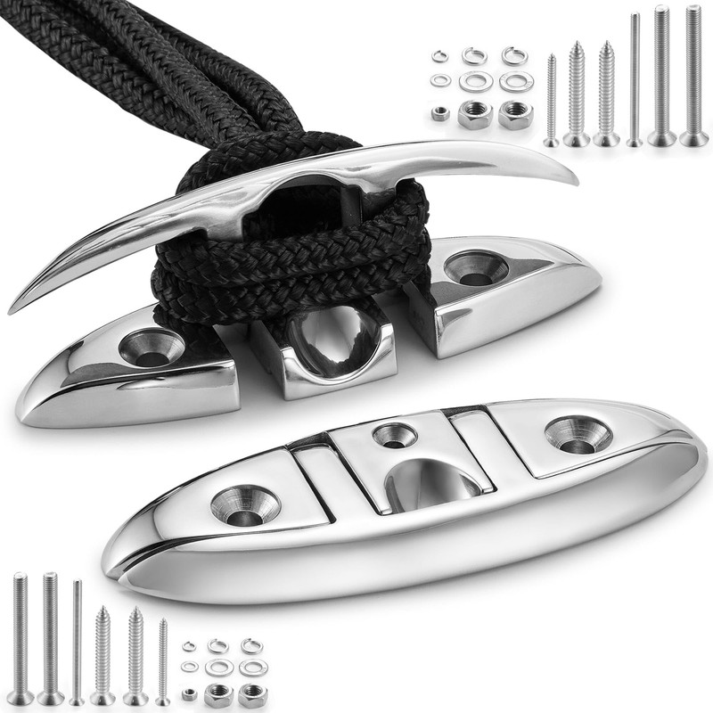 Acefvnofo 6" Boat Cleat, Folding Dock Cleats (2Pack) with Fasteners,