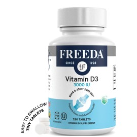 FREEDA Vitamin D3-3000 IU - Pure High Potency Kosher Supplement Tablets - Bone and Muscle Health, Calcium Absorption, Immune Support for Men and Women* - 250 Count