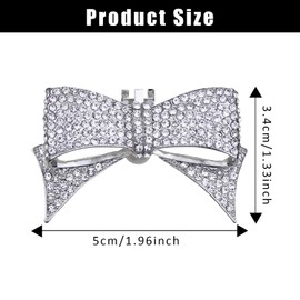 2 Pieces Removable Bow Silver Shoe Clips, Bow Shoe Clip, Removable Shoe Clips for Wedding, Prom, Party, High Heels, Bridal Shoe (Silver)