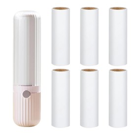 Lint Roller for Travel, Reusable Lint Rollers, Includes 6 Mini Refill Packs, 1 Dispenser, Pet Hair Remover, Lint Remover for Clothes, Sofa, Pet Hair, Light Pink