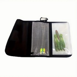 Tgpiao 1pc Premium Soft Bait Storage Bag -Waterproof Fishing Lure Organizer, Lightweight Portable with Detachable Clear Sleeves Zippered Pockets for Easy Access (Camouflage-Blue)