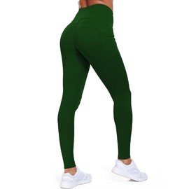 CADMUS High Waist Workout Pant for Women Yoga Leggings Pockets, Dark Green, M