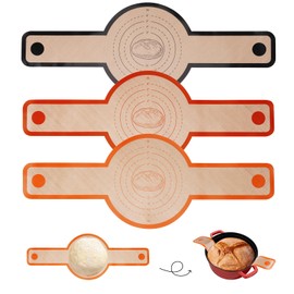 Dizywiee Silicone Bread Sling for Dutch Oven, 3-Pack Non-Stick & Easy to Clean Bread Baking Mat Set, Reusable Bread Sling with Long Handle to Transfer Sourdough, 01.3Pack Black+Orange+Red
