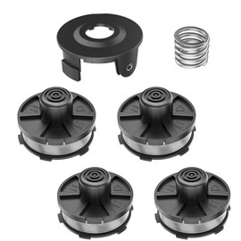 Pack of 4 Thread Spools Replacement Spools for Makita Trimmer Spool for Makita 196146-9 Spool Cover 195858-1 Spring 231352-0 (4 Spools + 1 Spool Cover + 1 Spring)