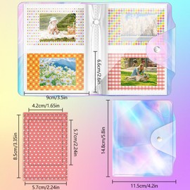 Flintronic Mini Photo Albums, 64 Pockets Mini Photo Album Photocard Book, Mini Film Album for 2 * 3inch Photo Fuji Instax Mini Film/Polaroid Instax Mini/Kpop Photo Cards, with 80Pcs Colorful Stickers