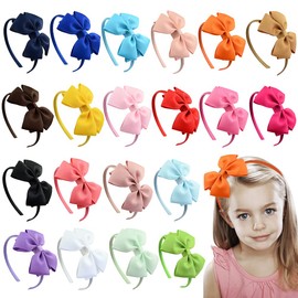 Eforcase 20PCS Bow Headbands for Girls, Cute Headwraps Headwear Hair Bow Head Bands for Kids Girls Hair Accessories