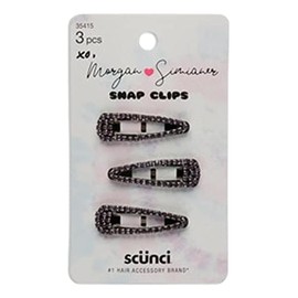 Morgan Simianer Xo Scunci Hair Clips (Small Rhinestone Snap Clips, 3 Ct)