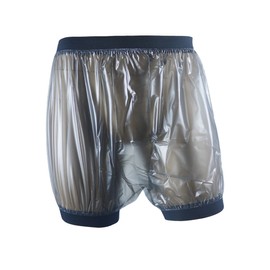 Haian Unisex Adult Incontinence Pull-on Plastic Comfort Pants (Transparent Black, Medium)