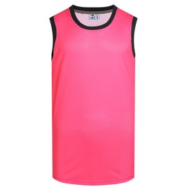 Pullonsy Plain Pink Basketball Jersey for Men Women Adult Mesh Outfit 70s 80s 90s 00s 10s Hip-Hop Hipster Mesh Party T-Shirt,Hot Pink,Size Medium