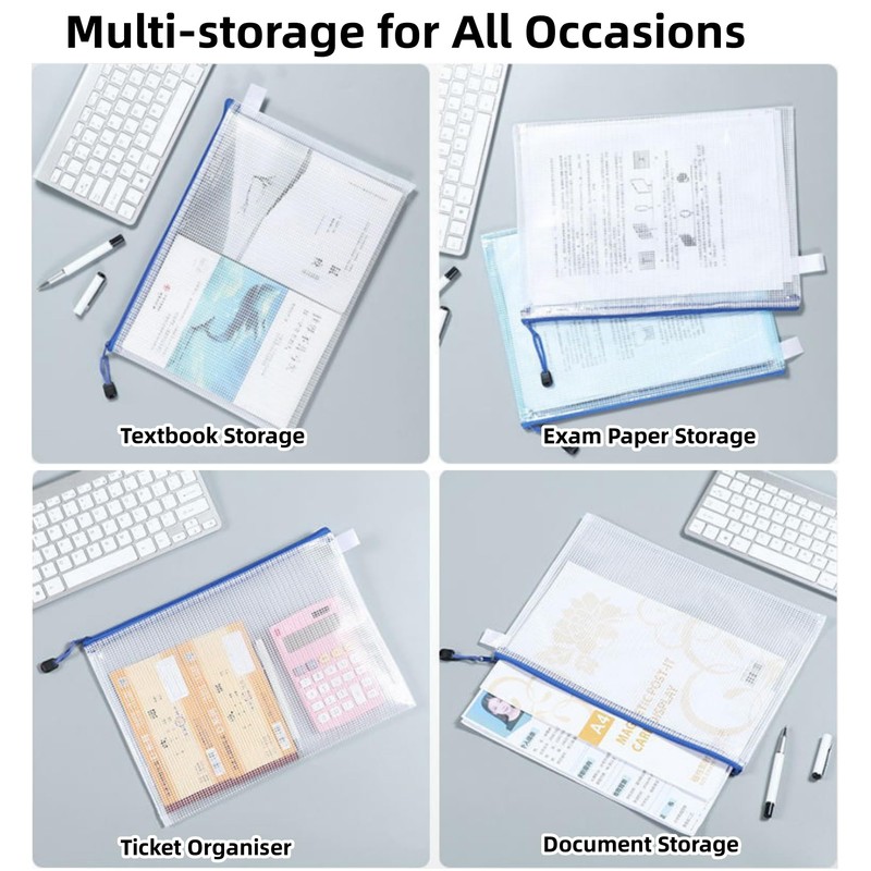 12Pcs Plastic Wallets B4 Zip Lock Folders, Waterproof Document Wallet