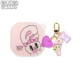 ESTHER BUNNY Buds Live Pink Shine Case with Keyring Set 2items, Case#$%Keyring:Pink Bunny-Lavender Bunny
