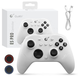 GuliKit ES PRO Wireless Controller für PC, Android, iOS, Switch & Switch 2 mit TMR Joysticks, Tactile Switch D-pad, Asymmetric Rotory Vibration Motors, Integriertes 6-Achsen-Gyroskop - Weiß