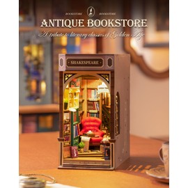 Rolife DIY Book Nook Kit 3D Wooden Puzzles for Adults 8.6" Bookstore Miniature House Kit Booknook Bookshelf Insert Decor with LED Lights Craft Kits Family Project Gifts for Adults Women Men