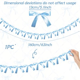 Blue Bow Garland Bows Decor Bow Banner Garland For Birthday Bridal Shower Bachelorette Baby Shower