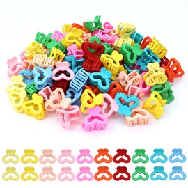 Dizila 100 Pieces Candy Color 2.5cm/0.1" Small Non-slip Heart Plastic Hair Claws Clips Mini Hair Clamps Barrettes Hair Accessories for Women Girls Teens Kids Toddlers