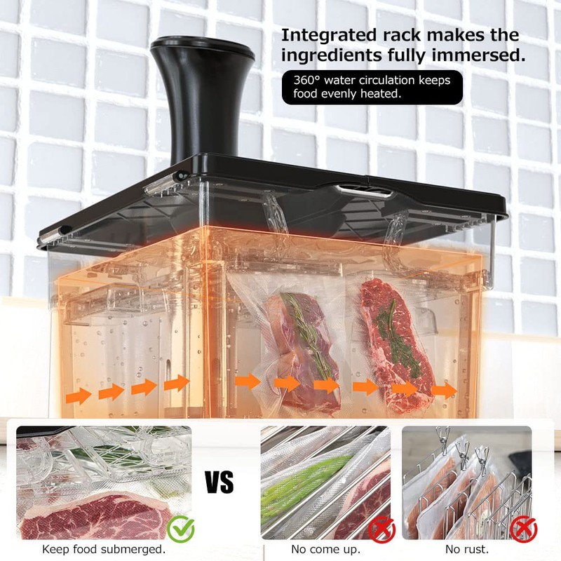 Sous Vide Container with Lid Double-Door-Opening Design 11.65 QT Sous