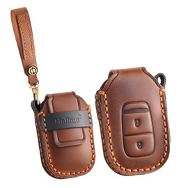 ontto 2-button Leather Key Case Key Fob Holder Fit for Honda Accord Civic HR-V CR-V Pilot Sport SI EX EX-L Touring 2022 2023, Brown