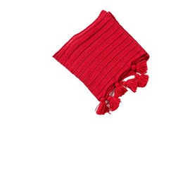 Modassori Karina Women's Fashion Knitted Scarf Snood Tube Scarf Bobble Fringe Red Plain Collection 2023-24, red