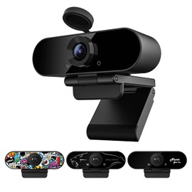 Smilodon 1080P HD Webcam, Pro, with 110° Wide Angle, Privacy Screen, Tripod, for Conferences, Live Streaming, Recording, Compatible with Skype/Zoom/Teams/YouTube
