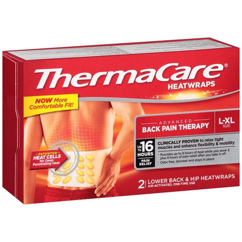 ThermaCare Lower Back & Hip Pain Therapy Heatwraps, L-XL Size